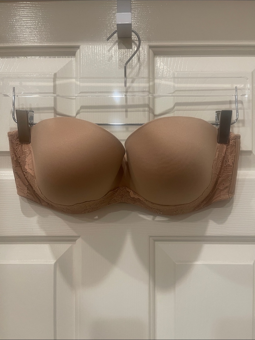 Victoria Secret Strapless Lace-Trim T-Shirt Bra - Nude S:38D
